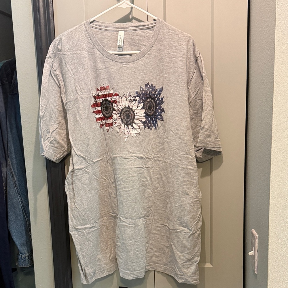 Bella Canvas Woman’s T-Shirt - Gray with Floral Print